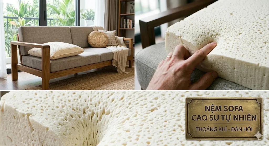 Nệm Sofa Cao Su 4 Nệm sofa cao su giúp tăng độ êm và thẩm mỹ cho phòng khách