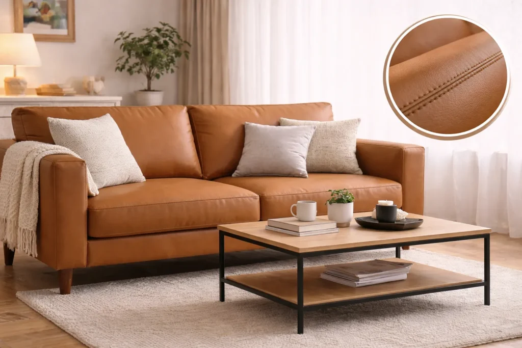 Nệm Ghế Sofa TPHCM Giá Xưởng – May Theo Yêu Cầu 8 Đệm ghế sofa da công nghiệp với bề mặt mịn, dễ lau chùi, độ bền cao
