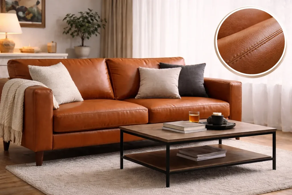 Nệm Ghế Sofa TPHCM Giá Xưởng – May Theo Yêu Cầu 9 Đệm ghế sofa da thật cao cấp với bề mặt sang trọng, độ bền vượt trội
