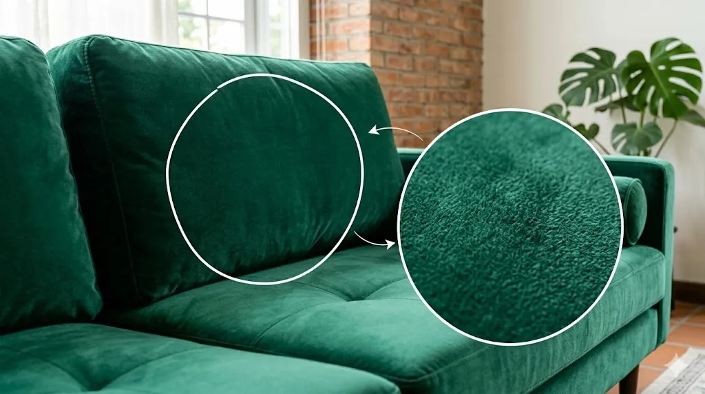 Nệm Ghế Sofa TPHCM Giá Xưởng – May Theo Yêu Cầu 7 Đệm ghế sofa vải nhung cao cấp với bề mặt mềm mại, sang trọng.