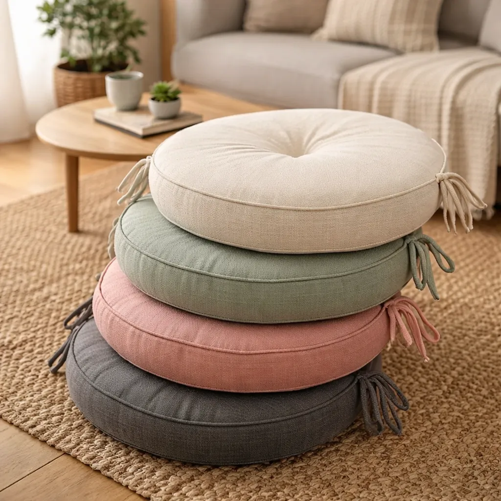 Bộ Mẫu Catalogue Nệm Ngồi Đẹp – Đa Dạng Mẫu & Chất Liệu 12 Nệm tròn nhiều màu sắc tạo điểm nhấn thẩm mỹ