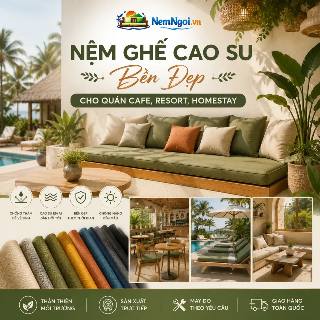 Nệm Ghế Cao Su Bền Đẹp Cho Quán Cafe, Resort, Homestay 1 anh dai dien nem ghe cao su