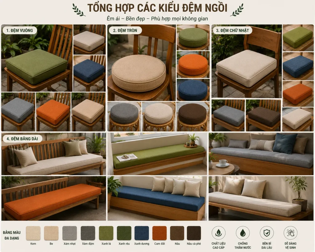 Nệm Ngồi Giá Xưởng Tận Gốc – Êm Ái, Bền Đẹp, Giá Tốt Nhất 2026 5 Nemngoi.vn cung cấp đa dạng mẫu nệm ngồi đáp ứng nhiều nhu cầu sử dụng khác nhau.