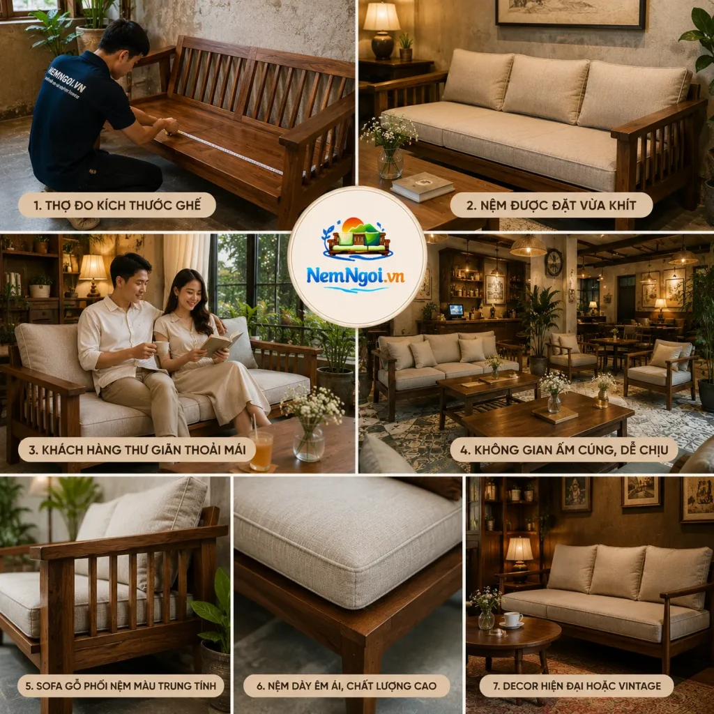 Nệm ghế sofa giúp tăng cảm giác êm ái và thoải mái khi sử dụng.