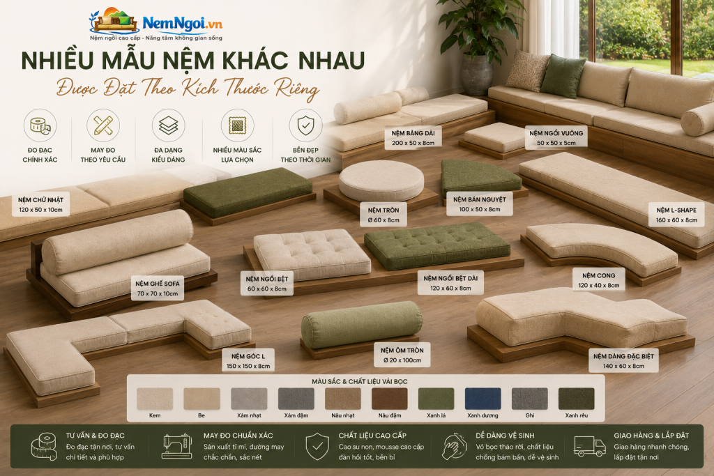 10 Mẫu Nệm ở Khách Sạn 5 Sao Giá Tốt, Êm Ái Và Sang Trọng 14 Nemngoi.vn nhận may nệm theo yêu cầu cho khách sạn, resort và homestay.