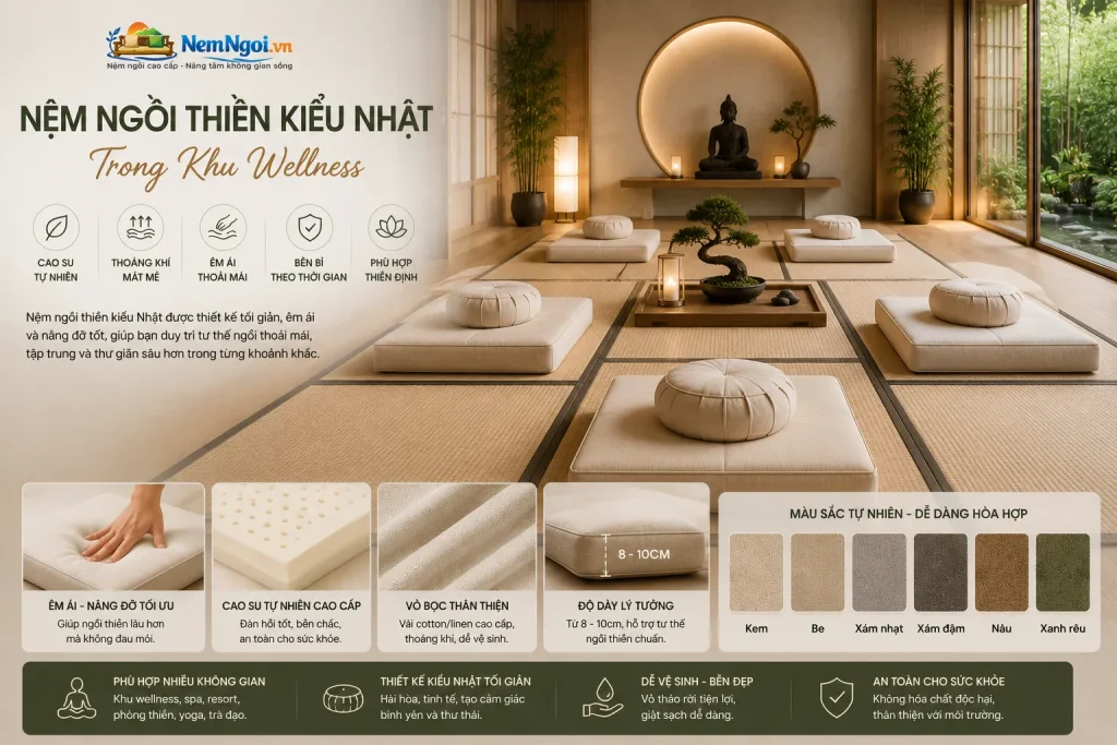 10 Mẫu Nệm ở Khách Sạn 5 Sao Giá Tốt, Êm Ái Và Sang Trọng 10 Nệm ngồi thiền kiểu Nhật phù hợp cho khu wellness và yoga.