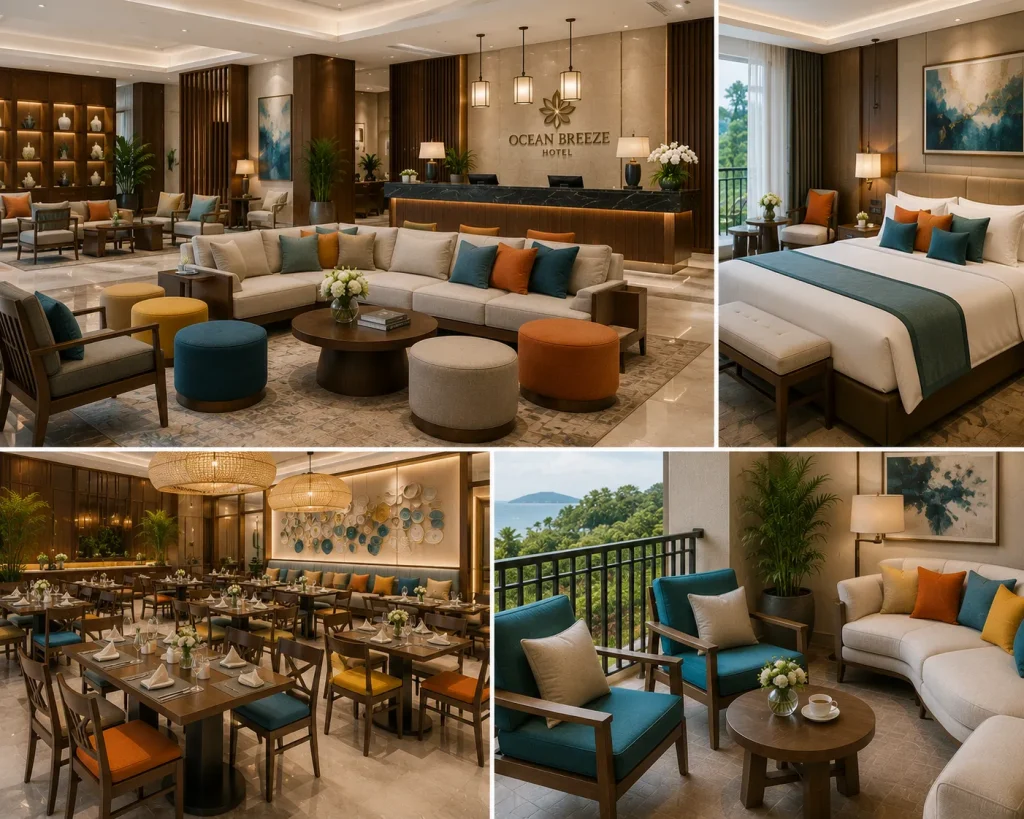 Nệm Ngồi Cho Khách Sạn Chất Lượng Cao, Êm Ái, Bền Đẹp, Giá Tốt 5 Nệm ngồi là điểm nhấn quan trọng trong thiết kế nội thất khách sạn cao cấp.
