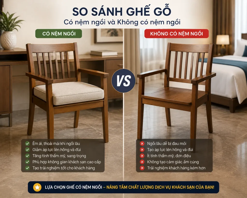 Nệm Ngồi Cho Khách Sạn Chất Lượng Cao, Êm Ái, Bền Đẹp, Giá Tốt 6 Nệm ngồi giúp giảm ma sát và kéo dài tuổi thọ nội thất khách sạn.