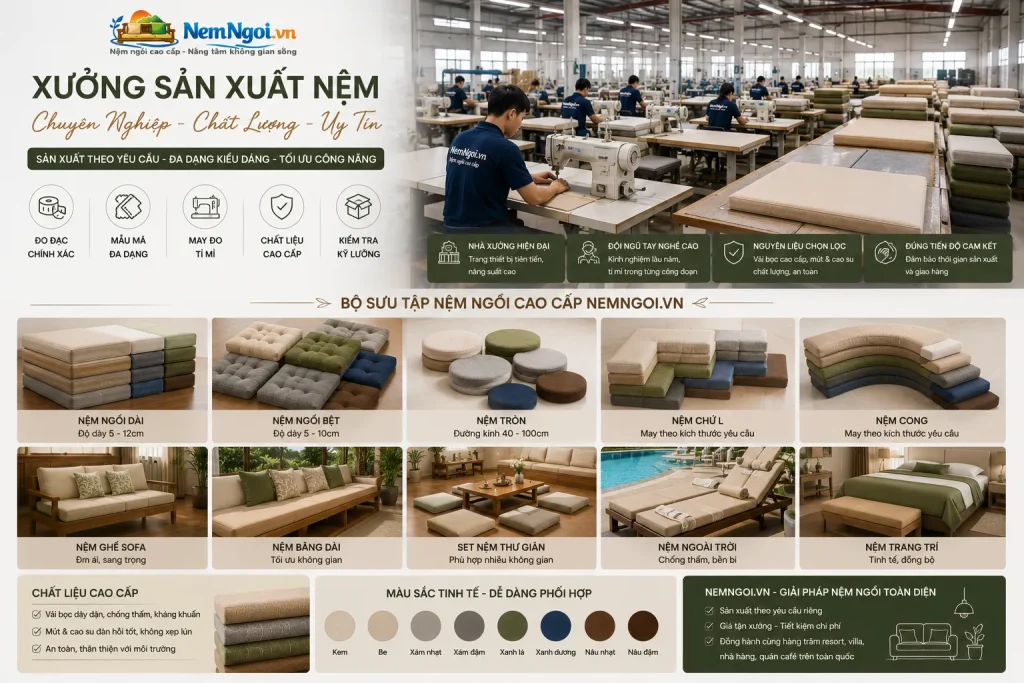 Đệm Ngồi Ghế Gỗ Tại TPHCM | Mẫu Đẹp, Êm Ái, May Theo Yêu Cầu 9 Đệm ngồi ghế gỗ may theo yêu cầu giúp vừa vặn tuyệt đối và tối ưu chi phí sử dụng