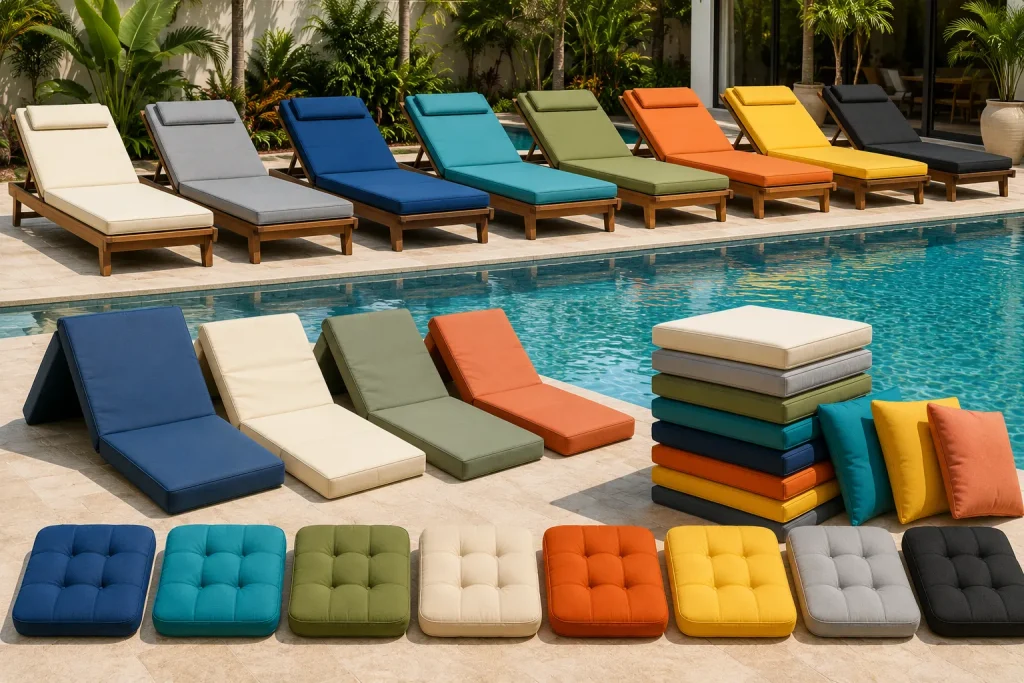 Đa dạng màu sắc và kiểu dáng nệm hồ bơi phù hợp nhiều phong cách thiết kế.