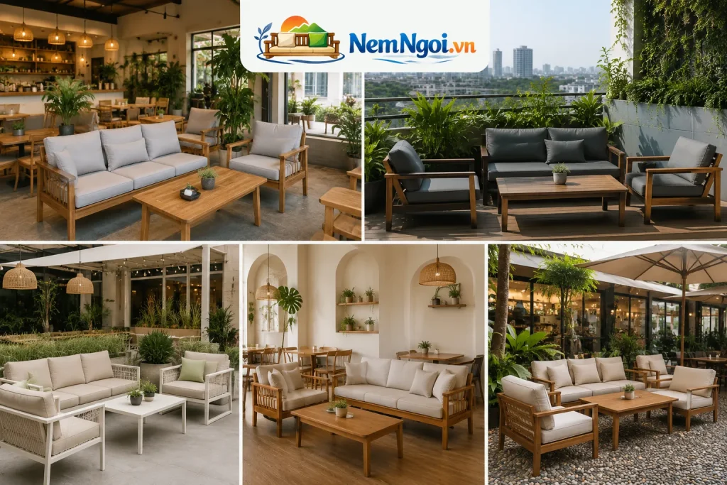 Nệm Sofa 27 Nệm sofa café đa dạng màu sắc, phù hợp quán cà phê và không gian kinh doanh hiện đại.