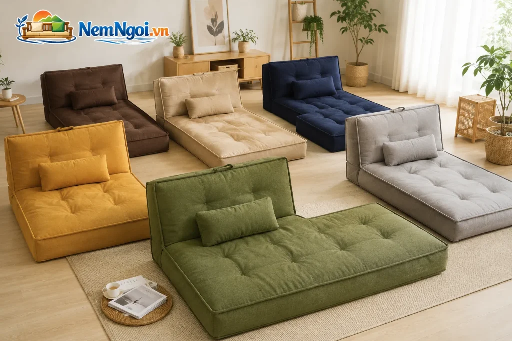 Những Mẫu Ghế Lười Được Ưa Chuộng Hiện Nay – Đẹp, Êm Ái, Phù Hợp Mọi Không Gian 7 Ghế lười chữ L hỗ trợ lưng và chân tốt, phù hợp xem phim hoặc chơi game.