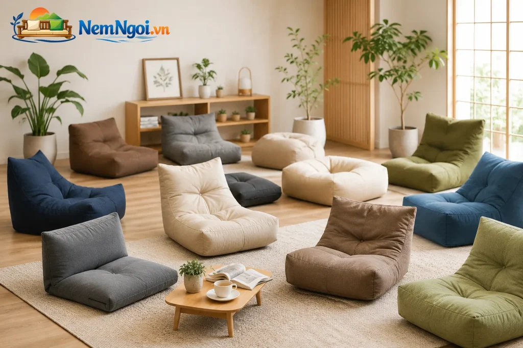 Những Mẫu Ghế Lười Được Ưa Chuộng Hiện Nay – Đẹp, Êm Ái, Phù Hợp Mọi Không Gian 9 Ghế lười bệt phong cách Nhật Bản phù hợp căn hộ nhỏ và phòng thiền.