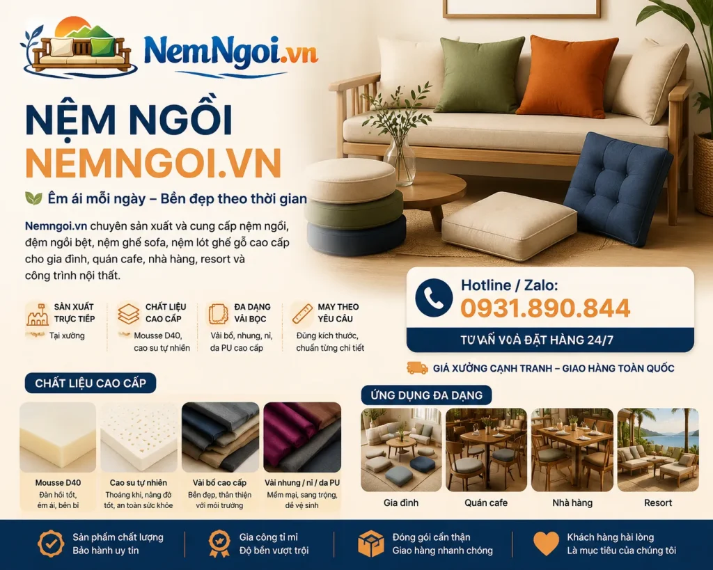 Nemngoi.vn chuyên sản xuất và cung cấp nệm ngồi
