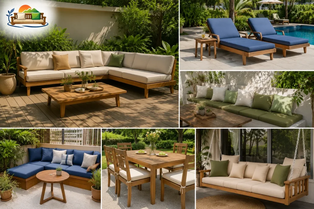Nệm Sofa 32 Nệm sofa ngoài trời chống nước, chống tia UV, phù hợp sân vườn và hồ bơi.
