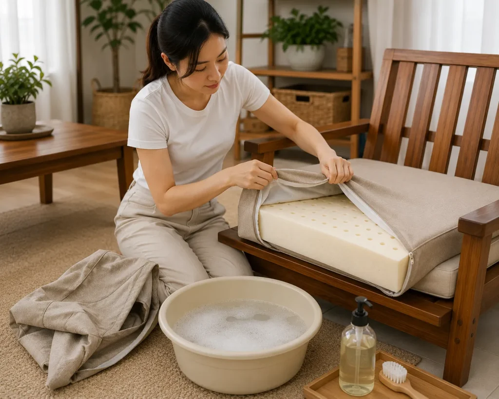 Vỏ nệm có thể tháo rời giúp vệ sinh nhanh chóng và tăng tuổi thọ sản phẩm