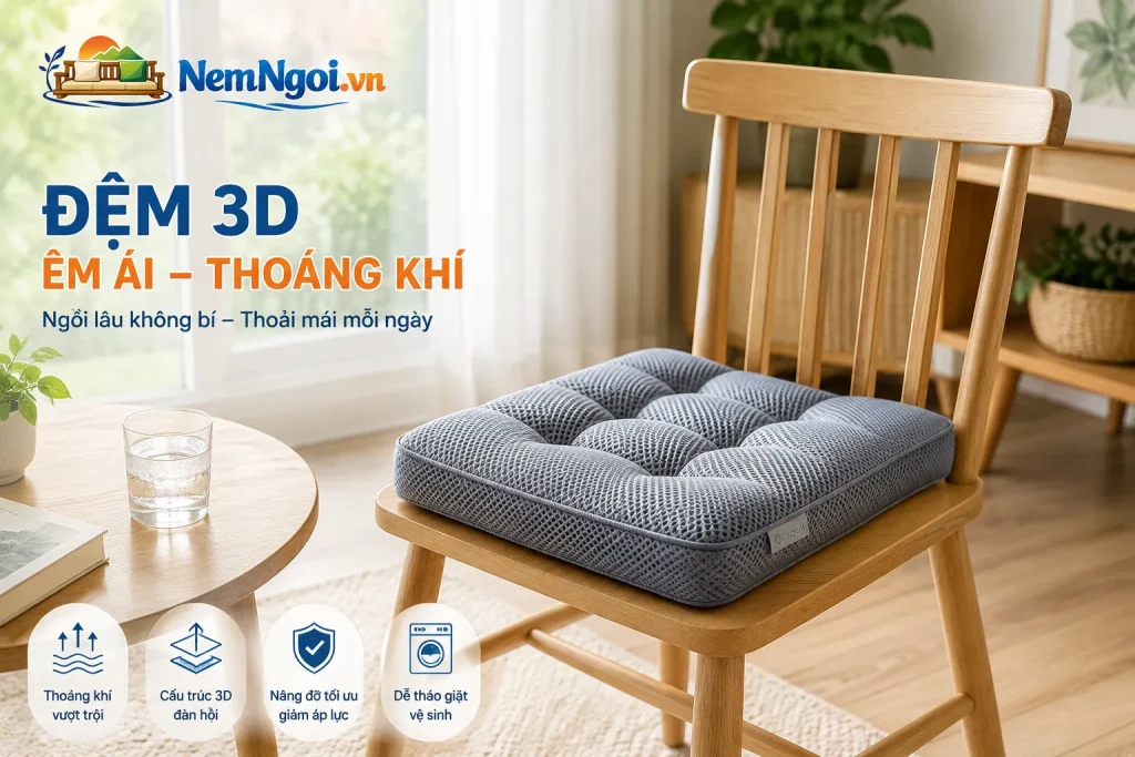 Đệm Ngồi 3D Thoáng Khí – Giải Pháp Ngồi Êm, Thoáng Mát Và Tiện Dụng 1 banner