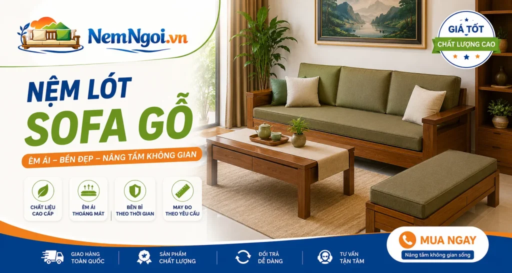 Nệm Lót Sofa Gỗ Đẹp, May Theo Yêu Cầu | Êm Ái, Bền Đẹp 1 banner nem lot