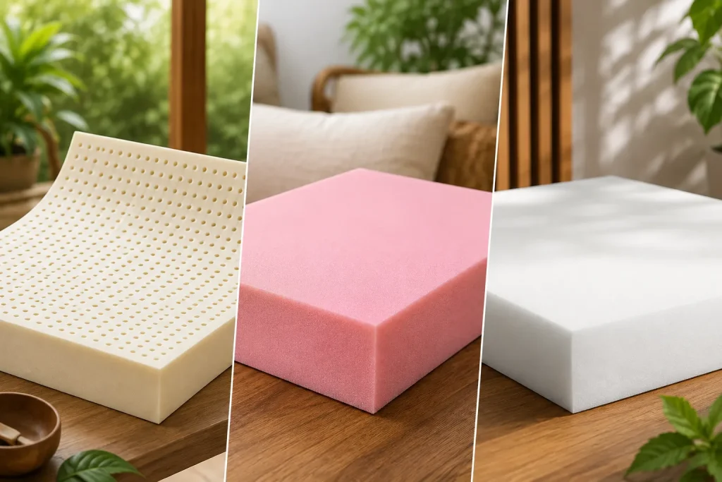 Chất liệu vỏ và lõi là những yếu tố quan trọng quyết định cảm giác ngồi, độ bền và khả năng vệ sinh của thảm ngồi bệt.