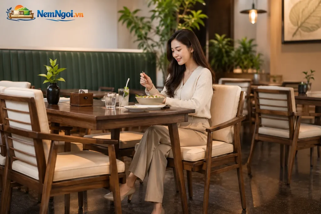 Nệm ghế giúp tăng sự thoải mái cho khách hàng trong suốt thời gian dùng bữa